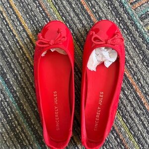 Sincerly Jules Red Patent Ballet Flats with Bow